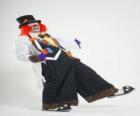 Клоун с полной костюм клоуна, шляпы, парики, перчатки, галстук, брюки и большие большие ботинки